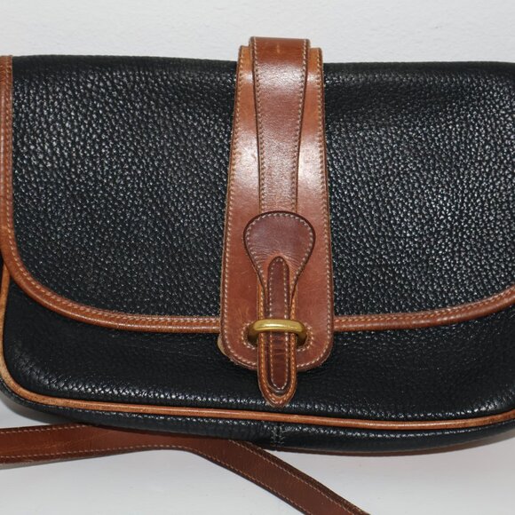 Dooney & Bourke Black Brown All Weather Leather Equestrian Shoulder Bag - Picture 9 of 16